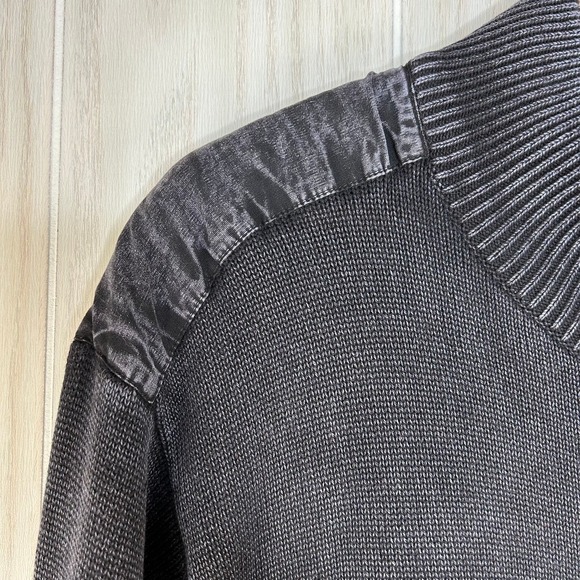 Cabela's Men's Cardigan Sweater SZ L Black Gray Grunge Mineral Wash Faded Look - Picture 4 of 8